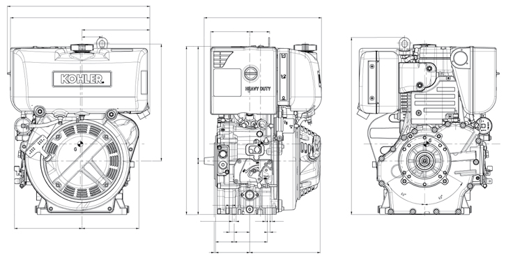 Dimensioni motore Kohler KD15 440