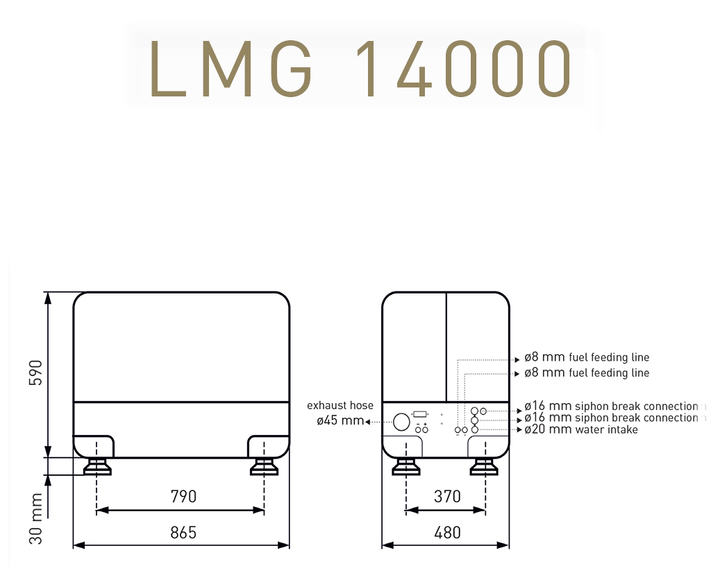 Dimensioni motore Lombardini Generator LMG 14000
