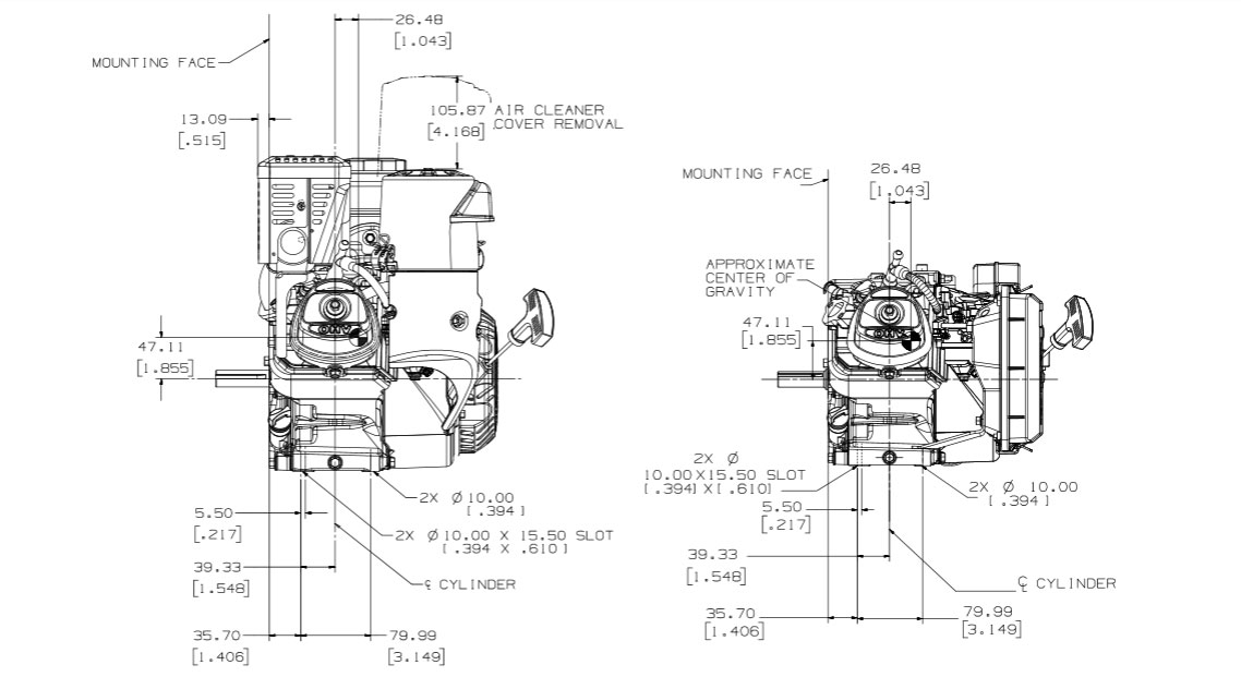 Dimensioni motore Kohler CH270