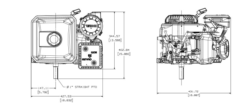 Dimensioni motore Kohler CH395