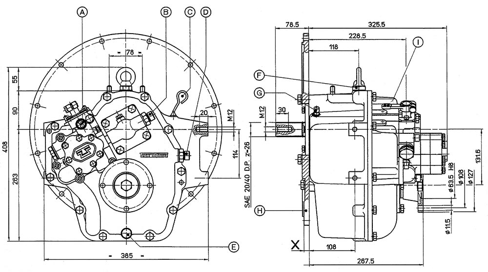 ingombro invertitore technodrive idraulico tm170