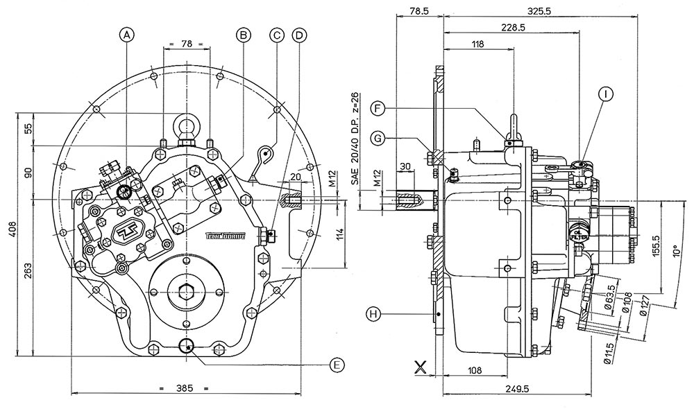 ingombro invertitore technodrive idraulico tm1703a
