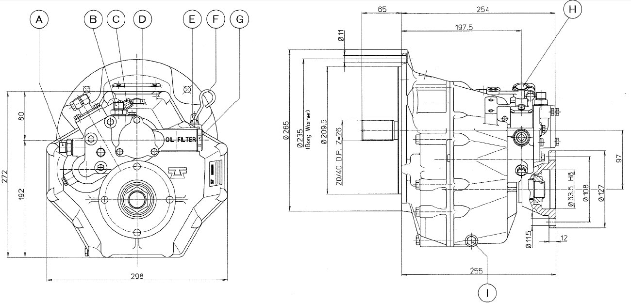 ingombro invertitore technodrive idraulico tm345