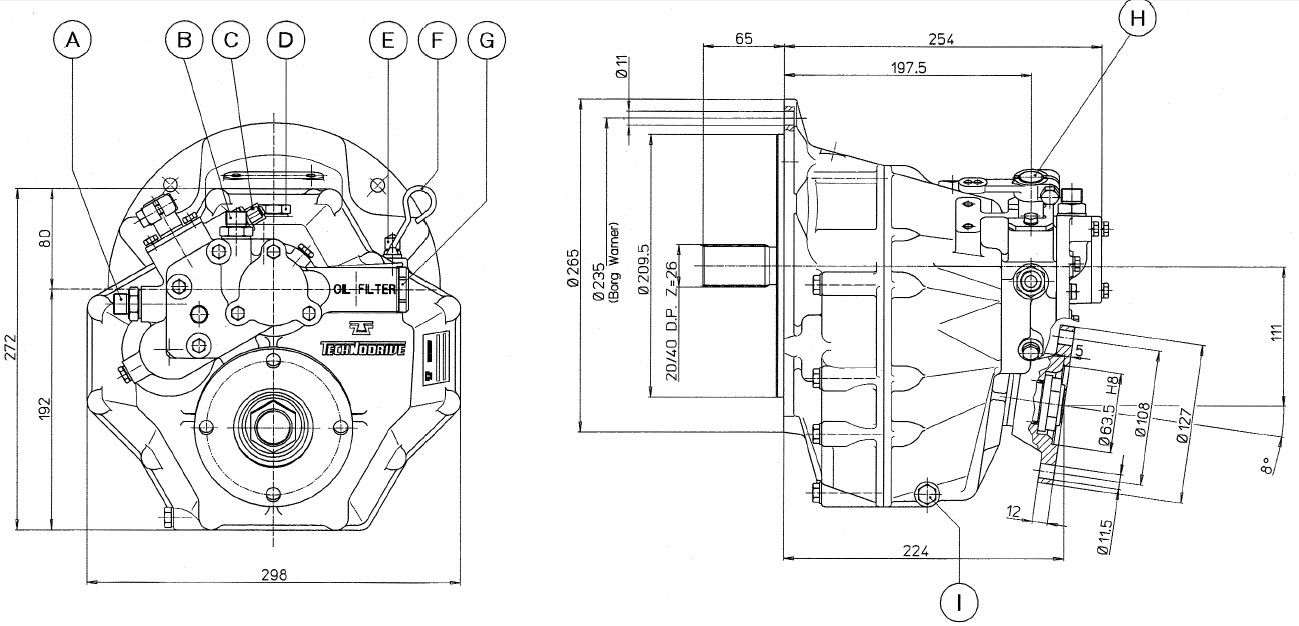 ingombro invertitore technodrive idraulico tm345a