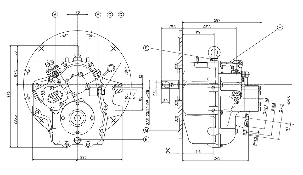 ingombro invertitore technodrive idraulido tm93a